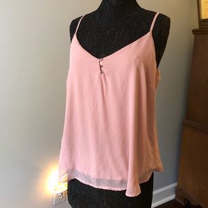 2 camis! Peach and black with silver buttons